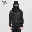 DEVIL FASHION Men's Punk Ripped Pleated Hexagram Printed Coat