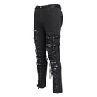 DEVIL FASHION Men's Punk Ripped Straps Straight-leg Pants