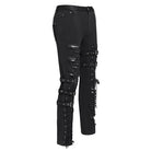 DEVIL FASHION Men's Punk Ripped Straps Straight-leg Pants