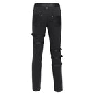 DEVIL FASHION Men's Punk Ripped Straps Straight-leg Pants