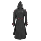 DEVIL FASHION Men's Punk Rivet Buckle Strap Hooded Jacket Black