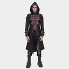 DEVIL FASHION Men's Punk Rivet Buckle Strap Hooded Jacket Black