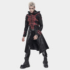 DEVIL FASHION Men's Punk Rivet Buckle Strap Hooded Jacket Black