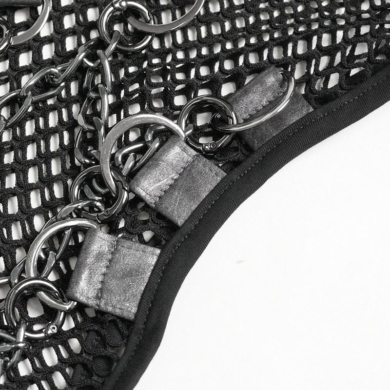 DEVIL FASHION Men's Punk Rivet Chain Mesh Tank Top