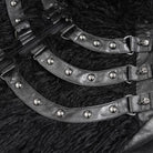 DEVIL FASHION Men's Punk Rivet Strap Plush Splice Hooded Coat