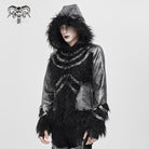 DEVIL FASHION Men's Punk Rivet Strap Plush Splice Hooded Coat