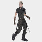 DEVIL FASHION Men's Punk Rivet Strappy Harness Belt with Pouches Bronze