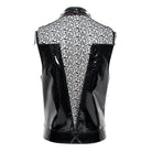 DEVIL FASHION Men's Punk Rivets Chains Mesh Patchwork Vest