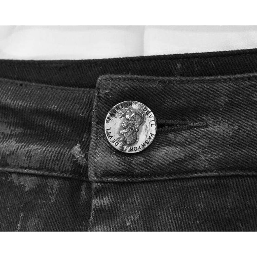 DEVIL FASHION Men's Punk Rivets Straight-leg Pants