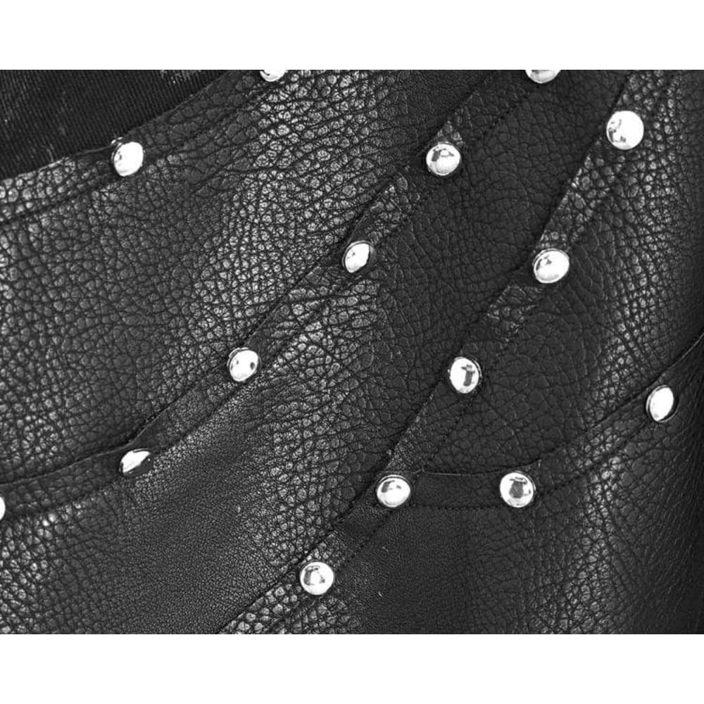 DEVIL FASHION Men's Punk Rivets Straight-leg Pants