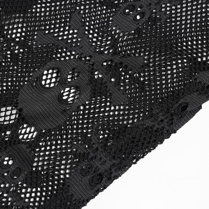 DEVIL FASHION Men's Punk Skull Hooded Mesh Tank Top