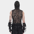 DEVIL FASHION Men's Punk Skull Hooded Mesh Tank Top