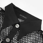 DEVIL FASHION Men's Punk Small Pockets Bullet & Rivet Mesh Shirt