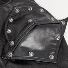 DEVIL FASHION Men's Punk Stand Collar Multi-buckle Faux Leather Coat Black