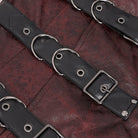 DEVIL FASHION Men's Punk Stand Collar Multi-buckle Faux Leather Coat Red