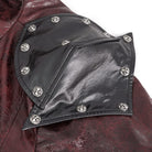 DEVIL FASHION Men's Punk Stand Collar Multi-buckle Faux Leather Coat Red