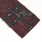 DEVIL FASHION Men's Punk Stand Collar Multi-buckle Faux Leather Coat Red