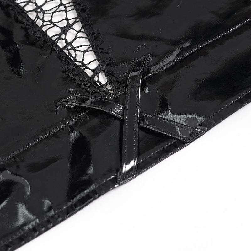 DEVIL FASHION Men's Punk Studded Chained Mesh Patchwork Vest