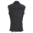 DEVIL FASHION Men's Punk Studded Distressed Unedged Vest