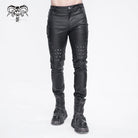 DEVIL FASHION Men's Punk Studded Lace-up Pants