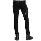 DEVIL FASHION Men's Punk Style Trousers With Faux Leather Patches