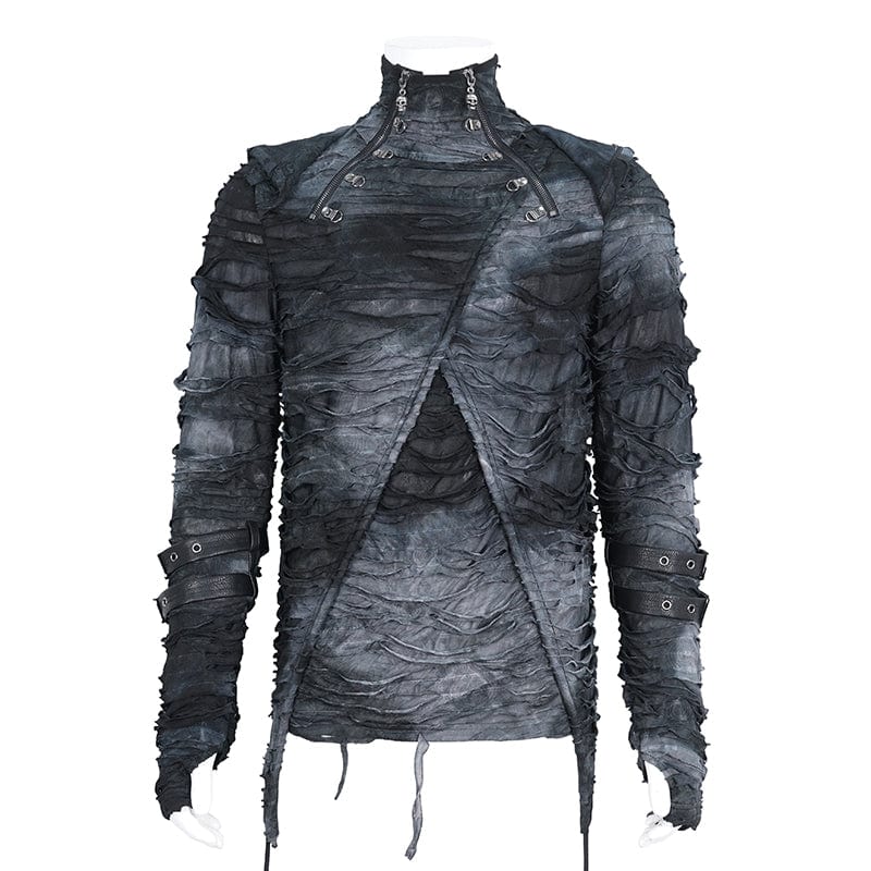 DEVIL FASHION Men's Punk Tie-dyed Ripped Hoodies