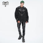 DEVIL FASHION Men's Punk Turn-down Collar Faux Fur Jacket