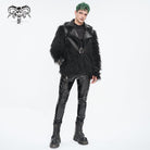 DEVIL FASHION Men's Punk Turn-down Collar Faux Fur Jacket