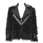 DEVIL FASHION Men's Punk Turn-down Collar Faux Fur Jacket