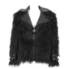 DEVIL FASHION Men's Punk Turn-down Collar Faux Fur Jacket
