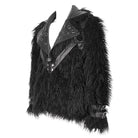 DEVIL FASHION Men's Punk Turn-down Collar Faux Fur Jacket