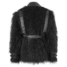DEVIL FASHION Men's Punk Turn-down Collar Faux Fur Jacket