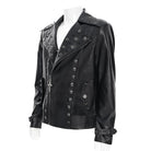 DEVIL FASHION Men's Punk Wide Lapel Collar Studded Biker Jacket