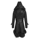 DEVIL FASHION Men's Punk Zip Stand Collar Hooded Coat with Detachable Belt