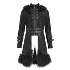 DEVIL FASHION Men's Punk Zip Stand Collar Hooded Coat with Detachable Belt