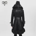 DEVIL FASHION Men's Punk Zip Stand Collar Hooded Coat with Detachable Belt