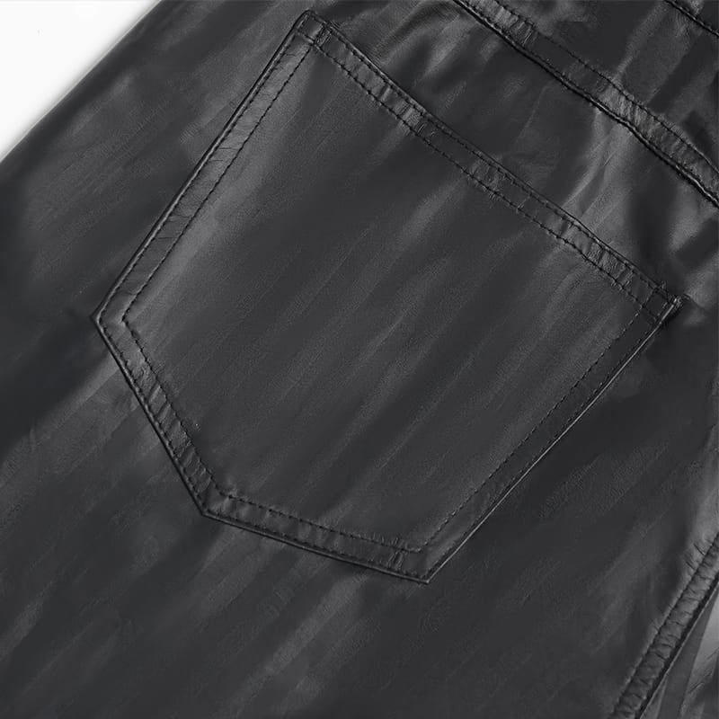 DEVIL FASHION Men's Skinny Punk Striped Trousers