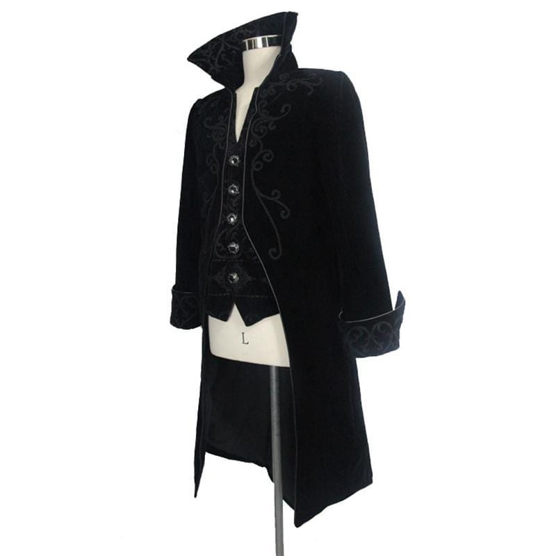 DEVIL FASHION Men's Standup Collar Vintage Tailcoat
