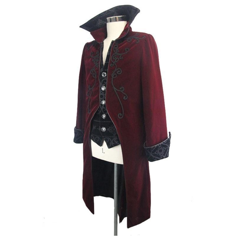 DEVIL FASHION Men's Standup Collar Vintage Tailcoat