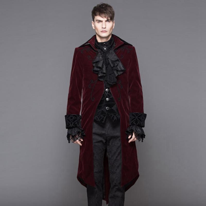 DEVIL FASHION Men's Standup Collar Vintage Tailcoat