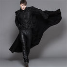 DEVIL FASHION Men's/Women's Goth Hooded Long Cloak With Feathered Collar
