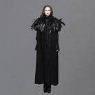 DEVIL FASHION Men's/Women's Goth Hooded Long Cloak With Feathered Collar