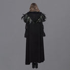 DEVIL FASHION Men's/Women's Goth Hooded Long Cloak With Feathered Collar