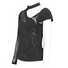 DEVIL FASHION Women's Goth Asymmetric T-Shirt With Skeleton Design