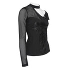 DEVIL FASHION Women's Goth Asymmetric T-Shirt With Skeleton Design