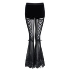 DEVIL FASHION Women's Goth Floral Lace Sheer Bell-bottoms
