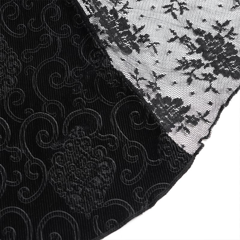DEVIL FASHION Women's Goth Lace Frill Trousers