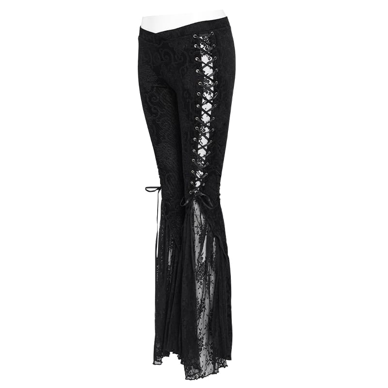 DEVIL FASHION Women's Goth Lace Frill Trousers