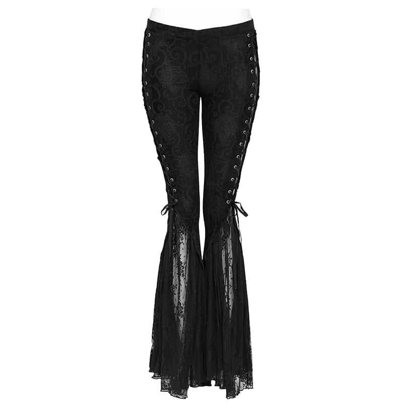 DEVIL FASHION Women's Goth Lace Frill Trousers