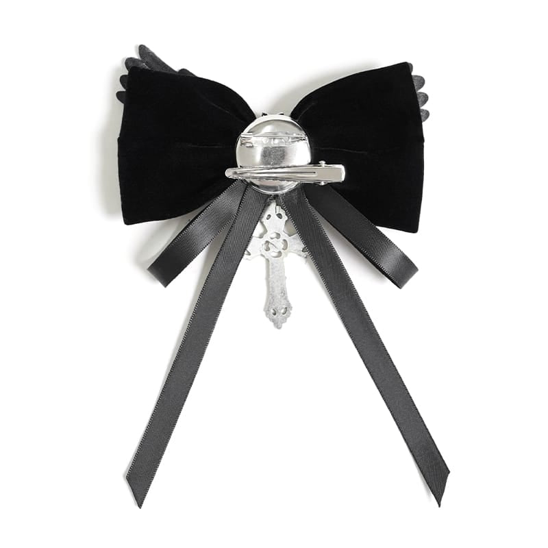 DEVIL FASHION Women's Gothic Bat Cross Bowknot Hairpin Neckwear
